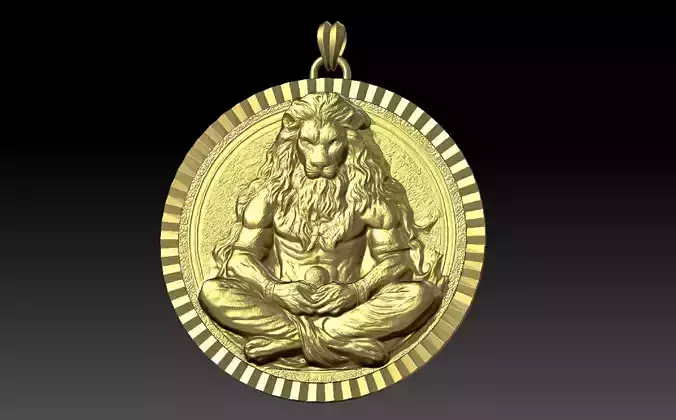 lion doing yoga themed pendant