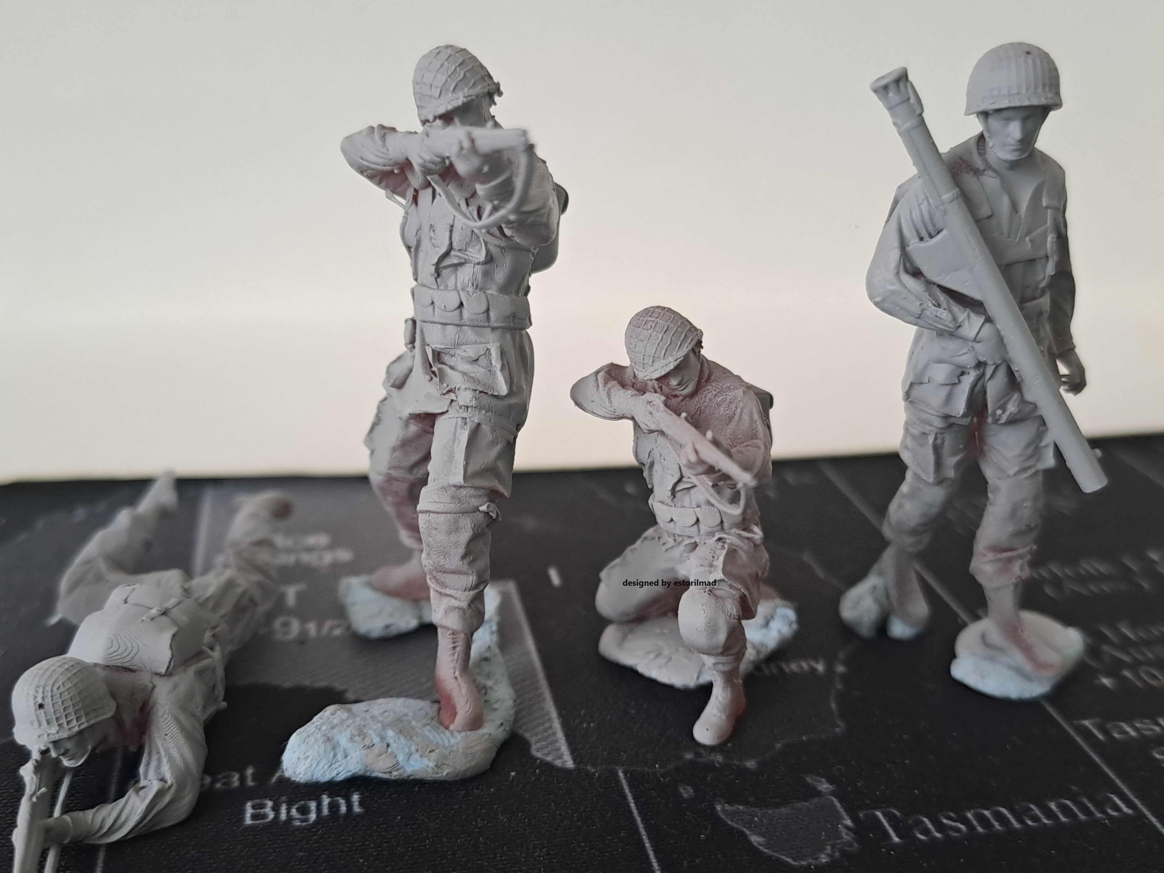 PACK 5 AMERICAN PARATROOPERS ACTION CARENTAN 3D print model_2