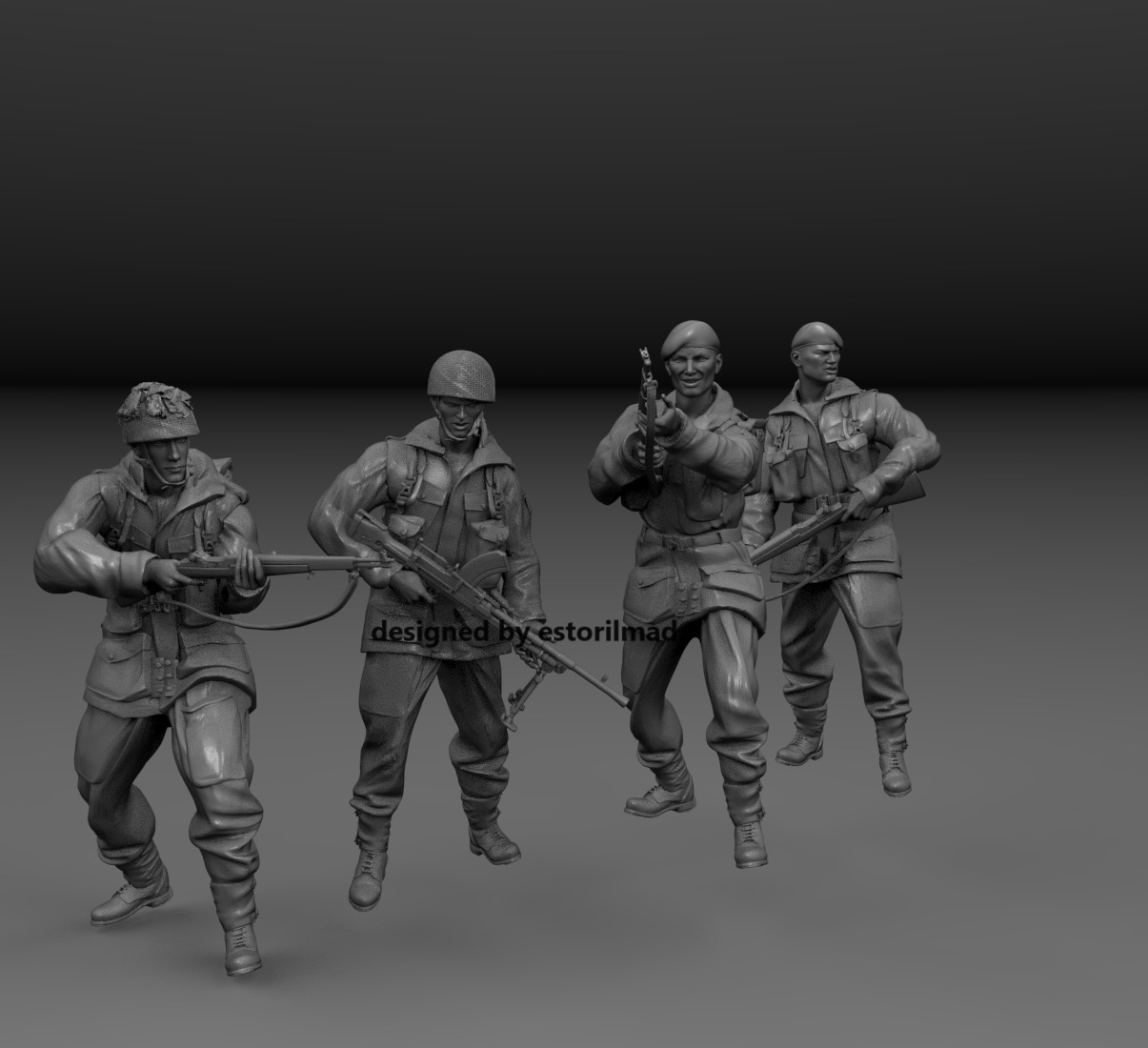  PACK 4 BRITISH PARATROOPERS RED DEVILS DEFENSA ARNHEM 3D print model_4