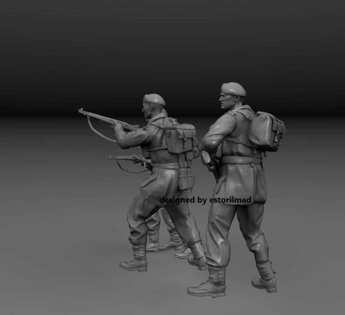  PACK 4 BRITISH PARATROOPERS RED DEVILS DEFENSA ARNHEM 3D print model_3
