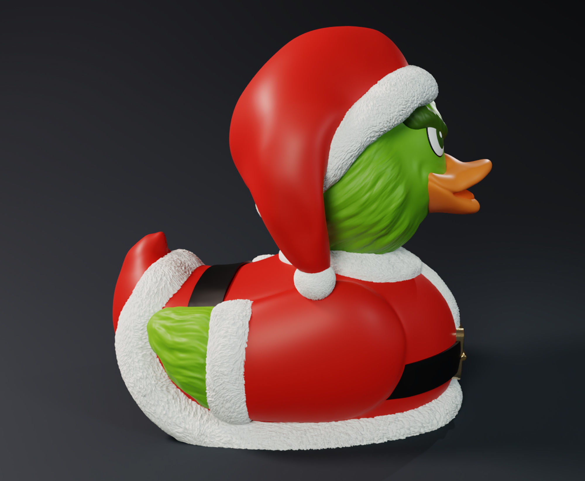 Cute Santa Grinch Rubber Duck 3D print model_1