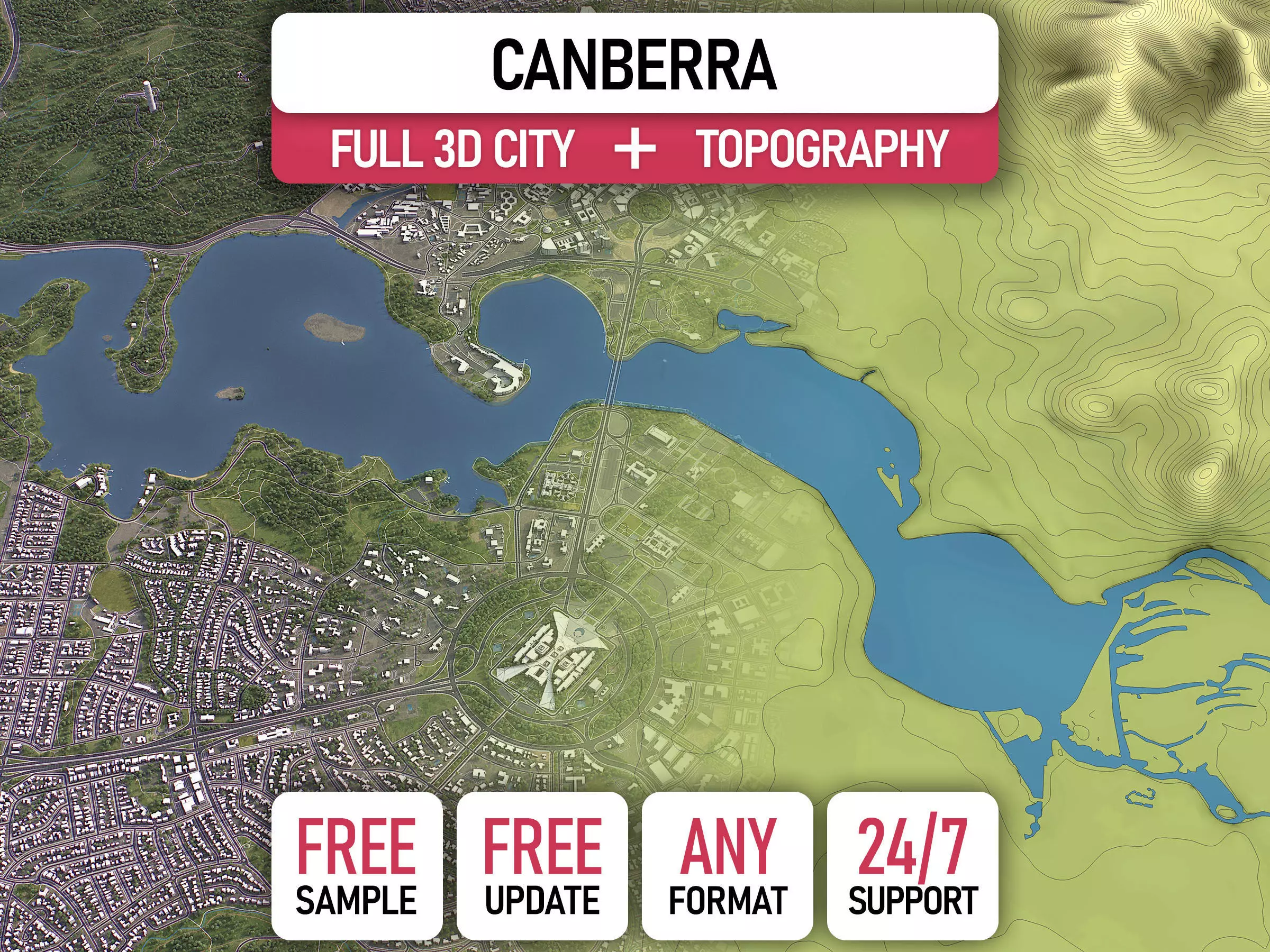 Canberra - 3D City Topography Terrain 3D Model Collection_0