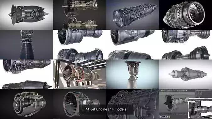 14 Jet Engine 3D Model Collection