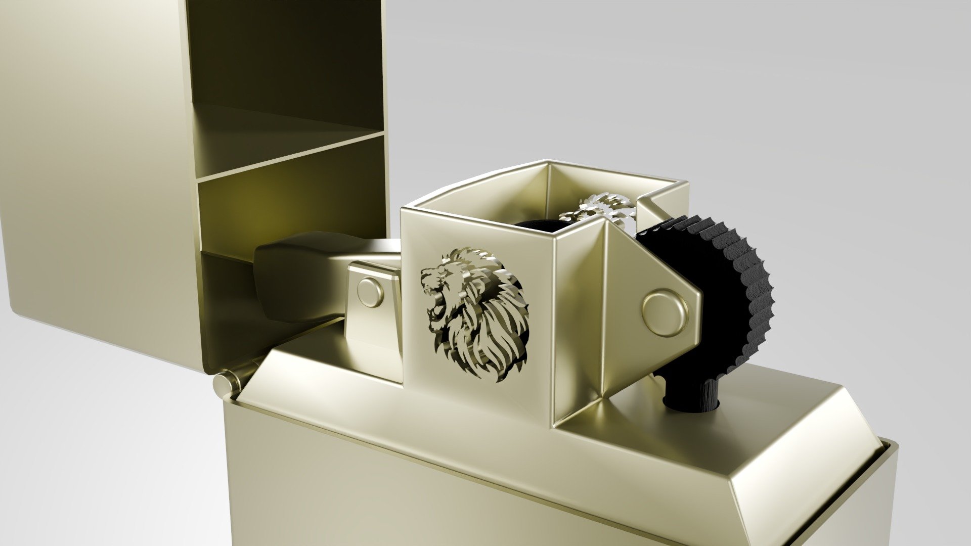 High-Quality Gold Lighter 3D Model with Detailed Engravings 3D model_3