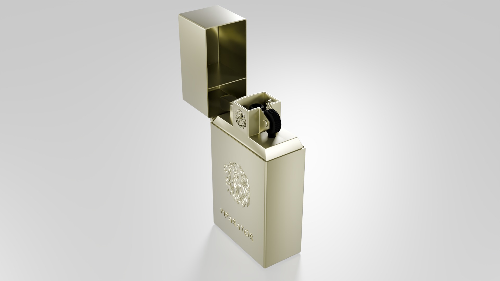 High-Quality Gold Lighter 3D Model with Detailed Engravings 3D model_2