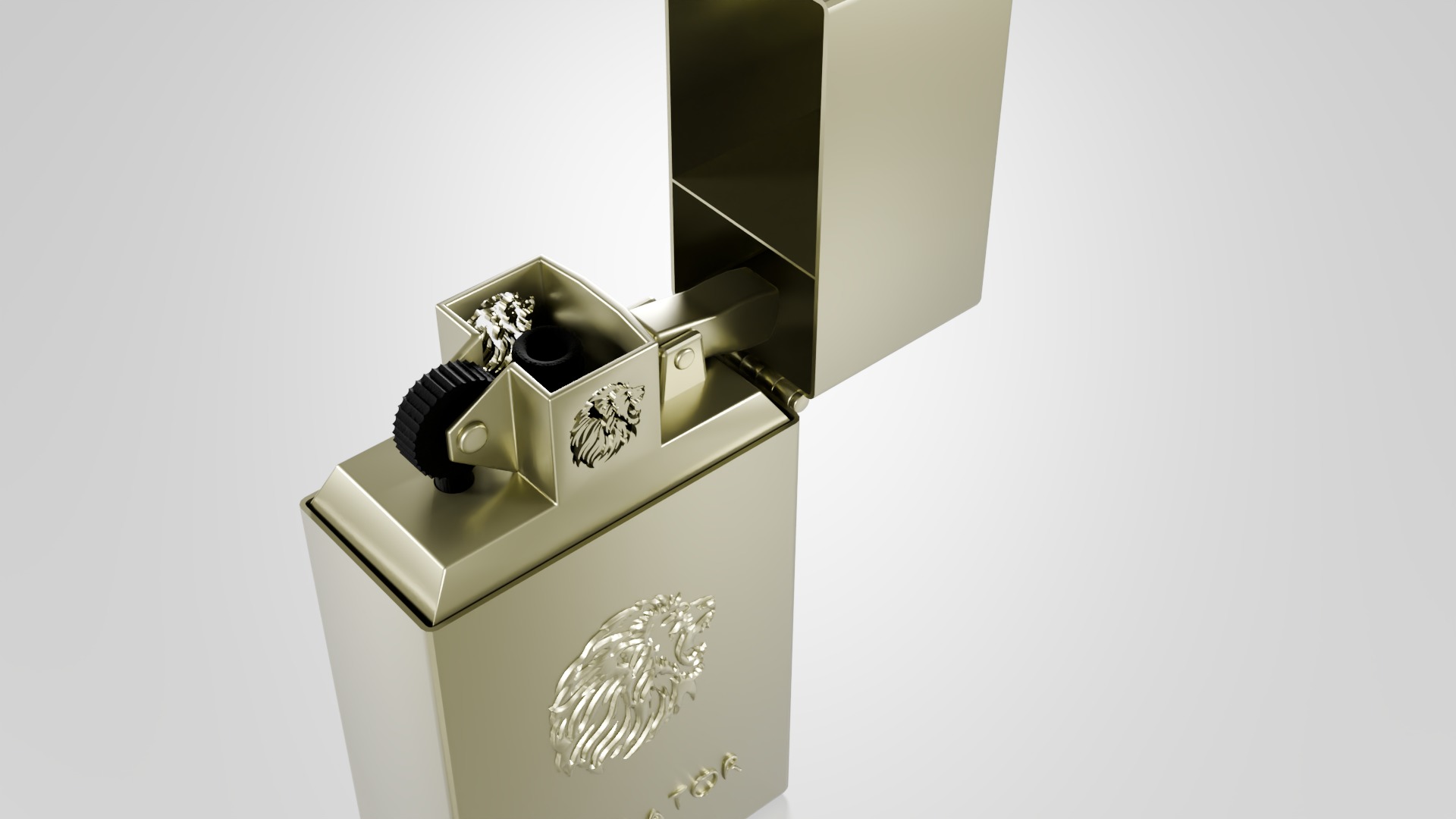 High-Quality Gold Lighter 3D Model with Detailed Engravings 3D model_4