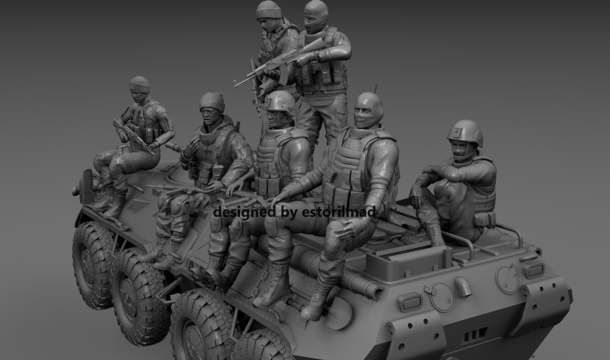 PACK 8 SOLDIERS CONFLICT UKRAINE IN BTR 80 3D print model_3