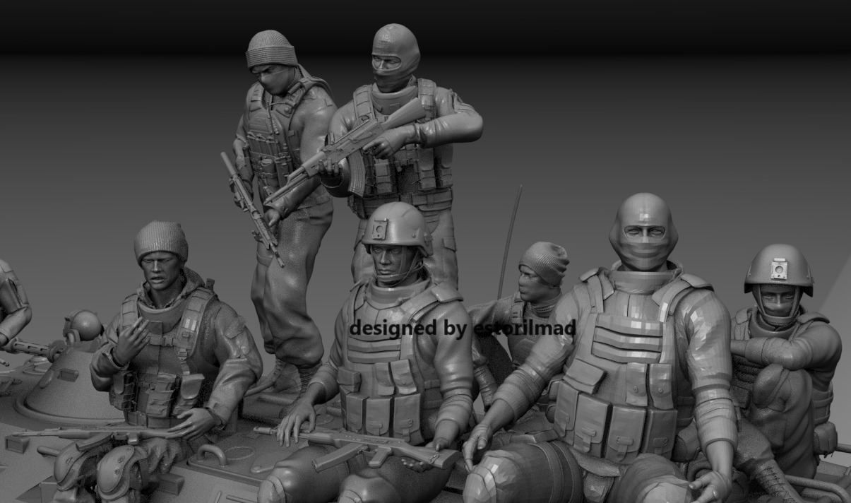 PACK 8 SOLDIERS CONFLICT UKRAINE IN BTR 80 3D print model_4