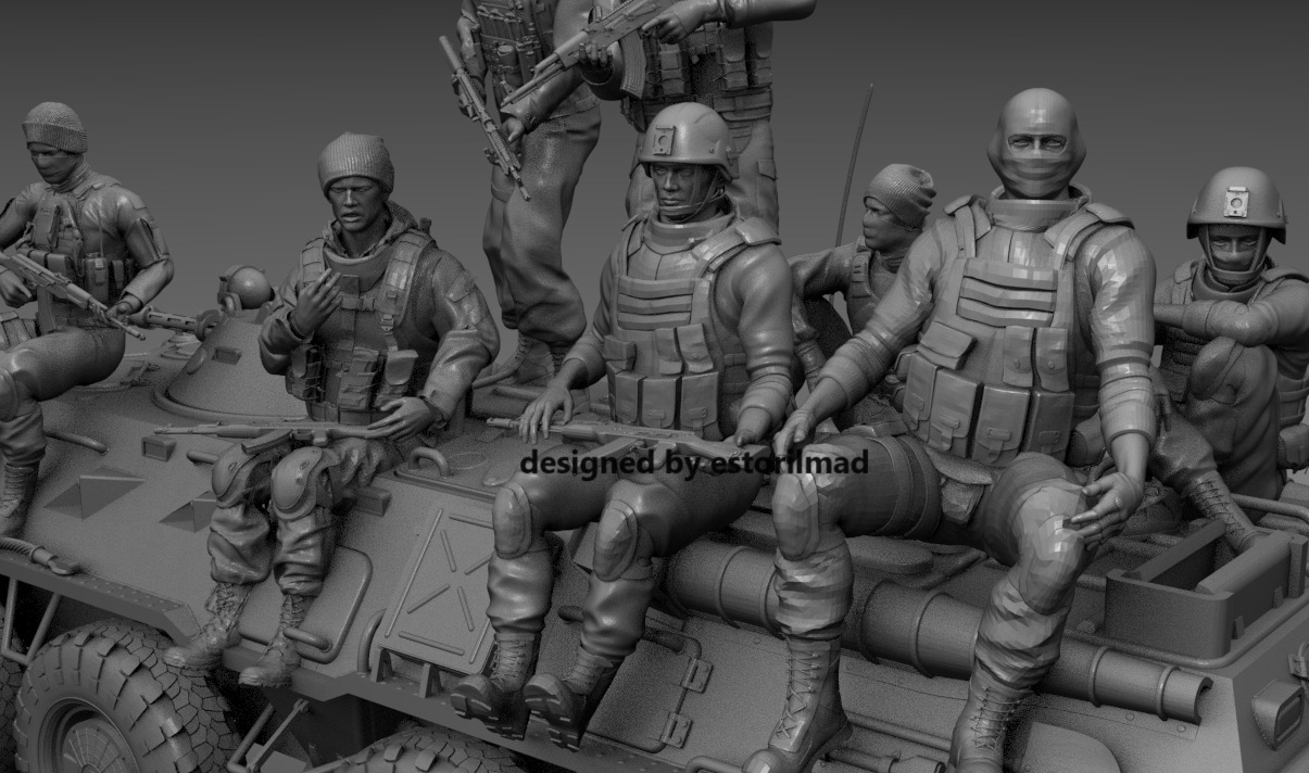 PACK 8 SOLDIERS CONFLICT UKRAINE IN BTR 80 3D print model_1