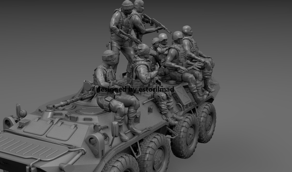 PACK 8 SOLDIERS CONFLICT UKRAINE IN BTR 80 3D print model_2