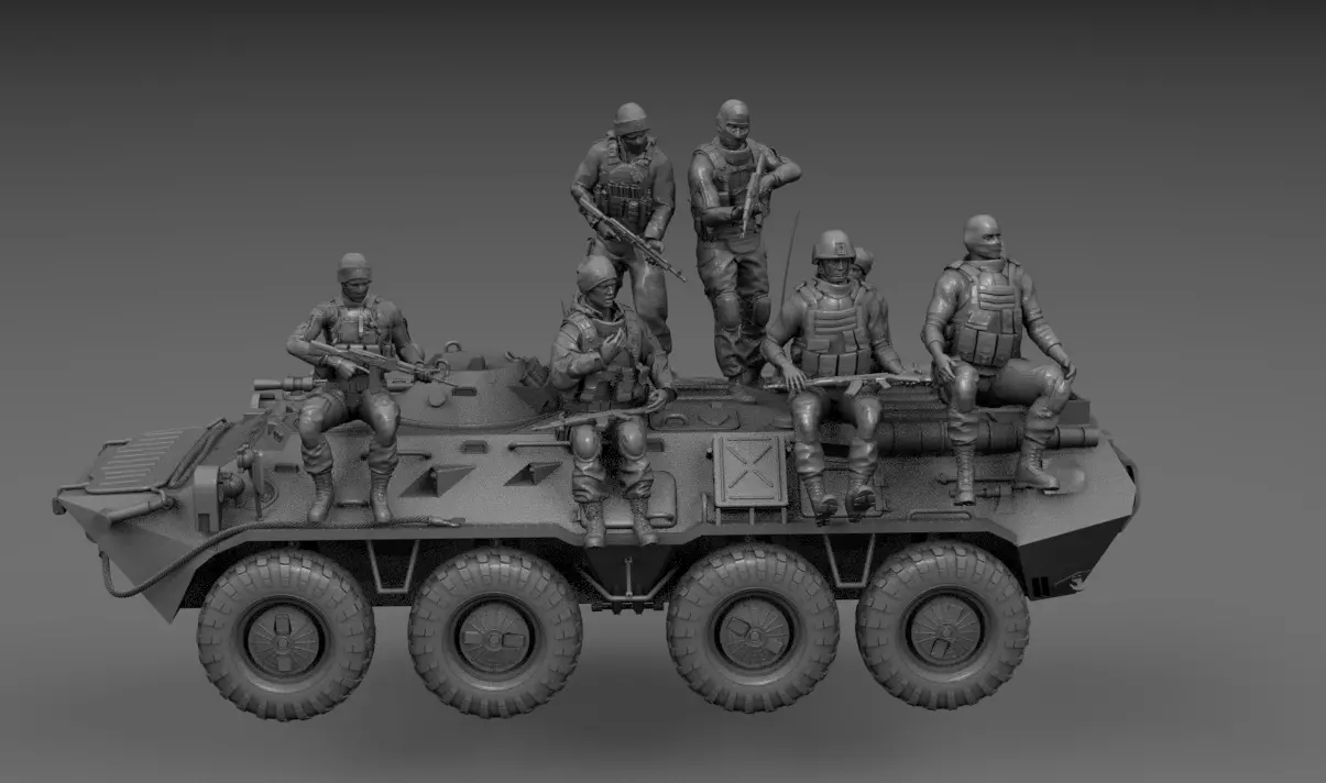 PACK 8 SOLDIERS CONFLICT UKRAINE IN BTR 80 3D print model_0