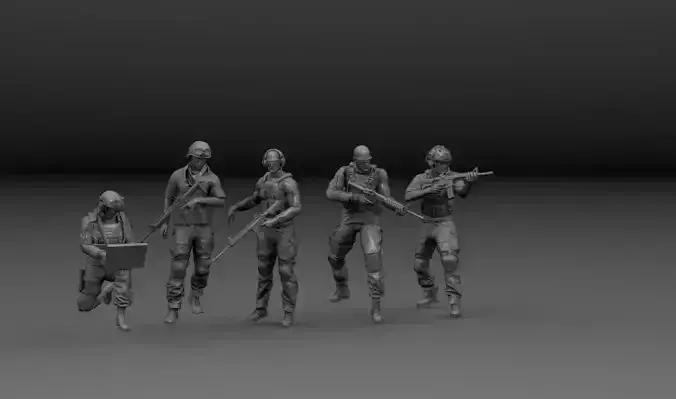 PACK 5 SOLDIERS SPECIAL FORCES SEALS V2 3D print model