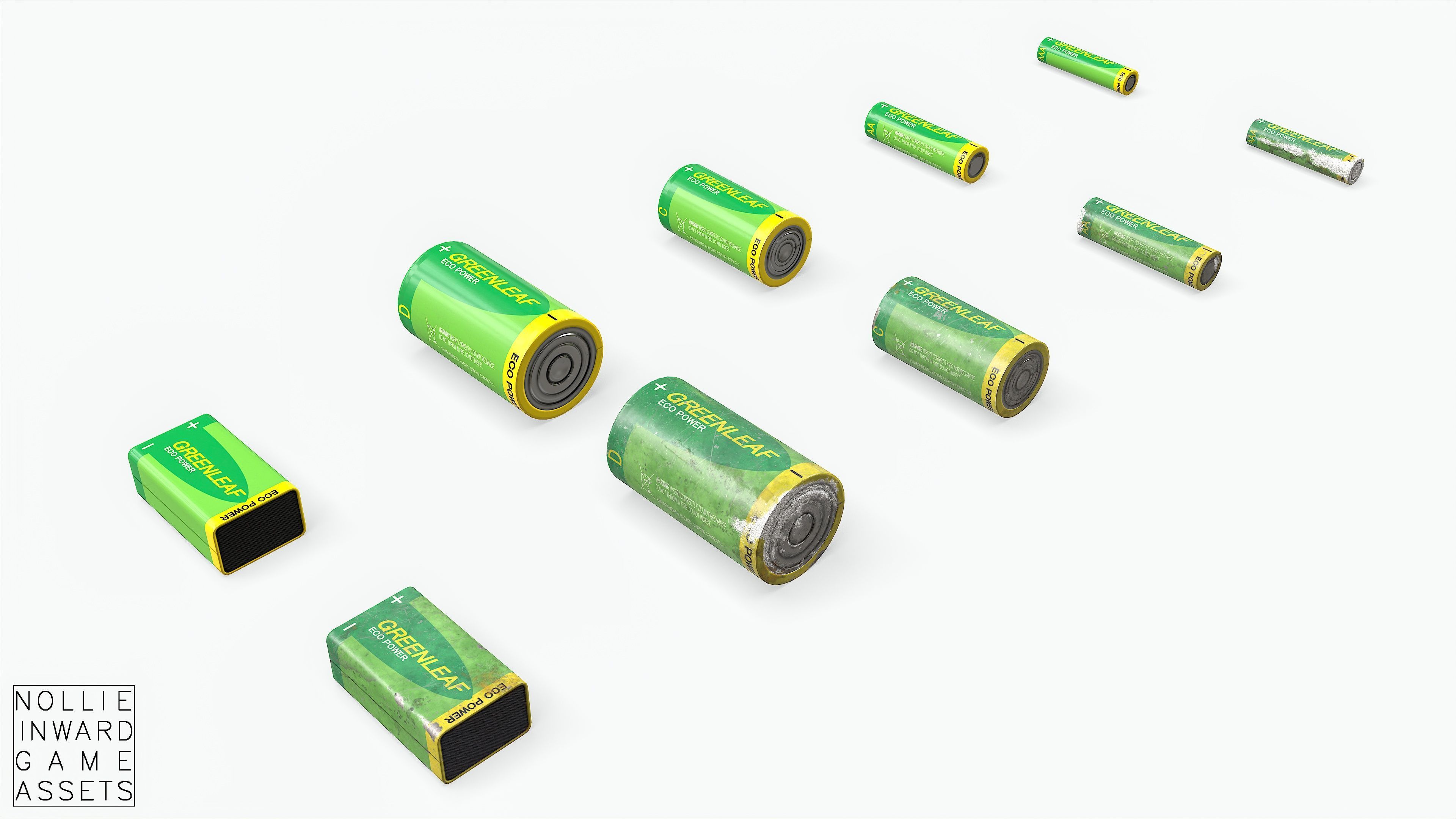 Battery Pack - Greenleaf - Common Sizes Low-poly 3D model_3