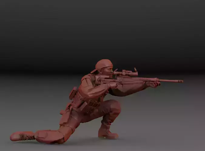 SOLDADO MODERNO FRANCOTIRADOR ACCION 3D print model