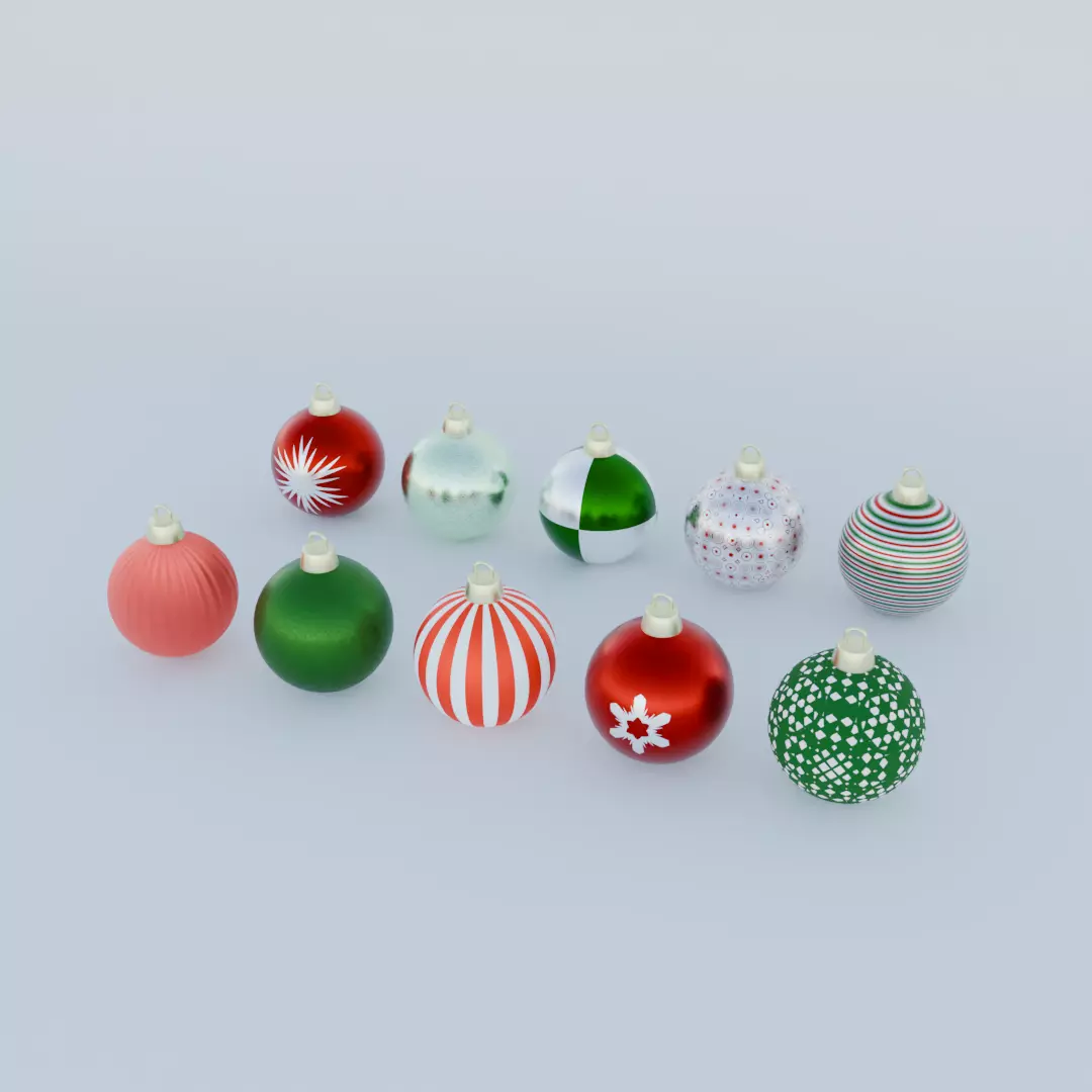 Christmas Tree Balls Pack Low-poly 3D model_0