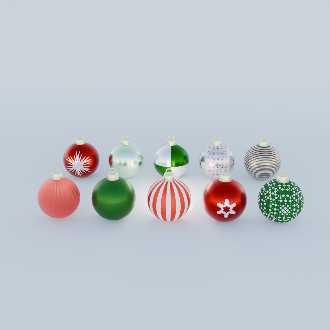 Christmas Tree Balls Pack Low-poly 3D model_1
