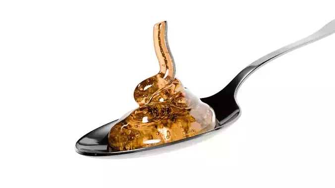Honey Viscous Animation and Simulation on Spoon 3D model