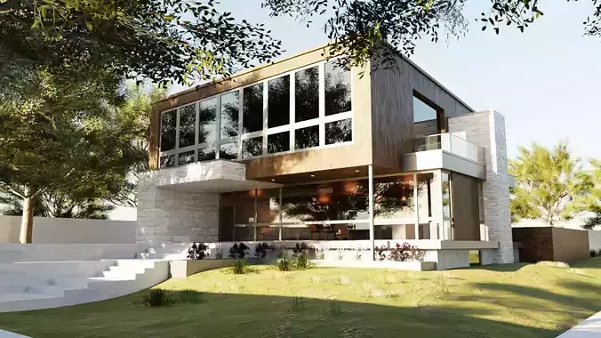 Game-Ready Modern 3D House 3D model