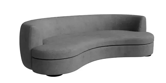 Curved Gray Fabric Sennon Sofa