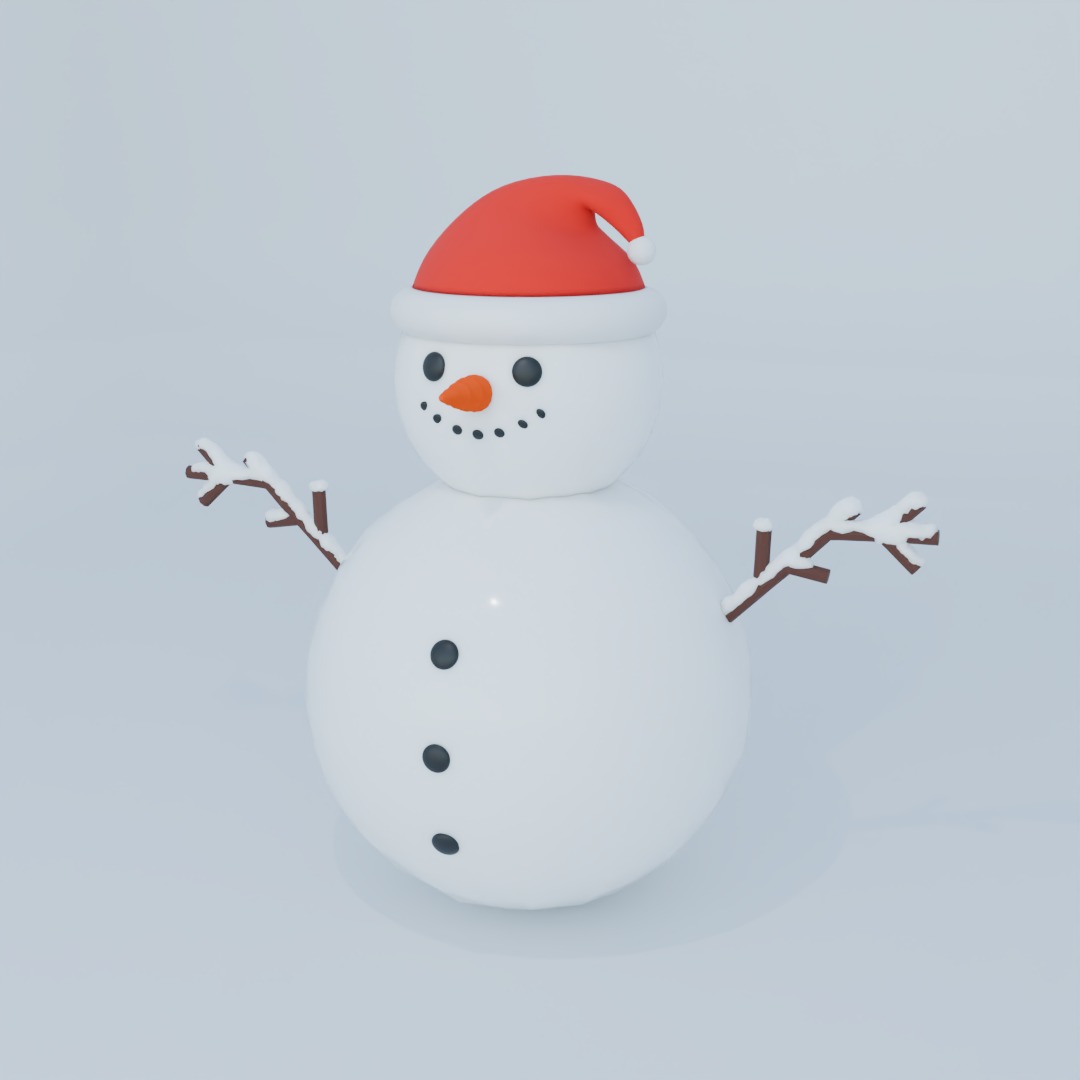Stylized Snowman Low-poly 3D model_1