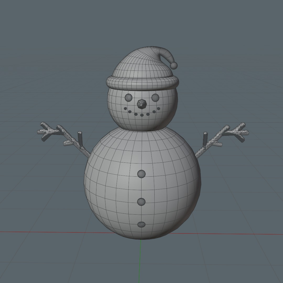 Stylized Snowman Low-poly 3D model_4