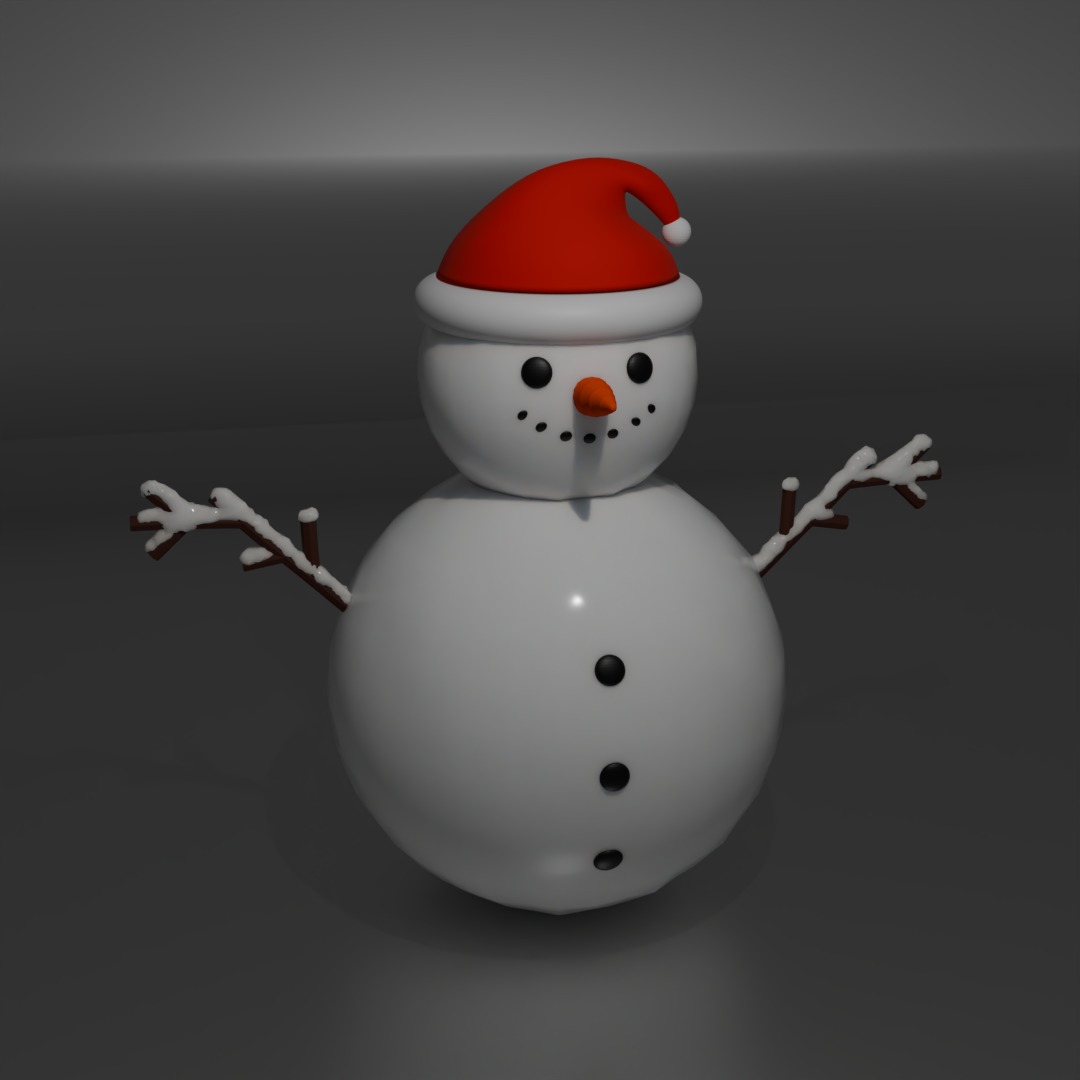Stylized Snowman Low-poly 3D model_3