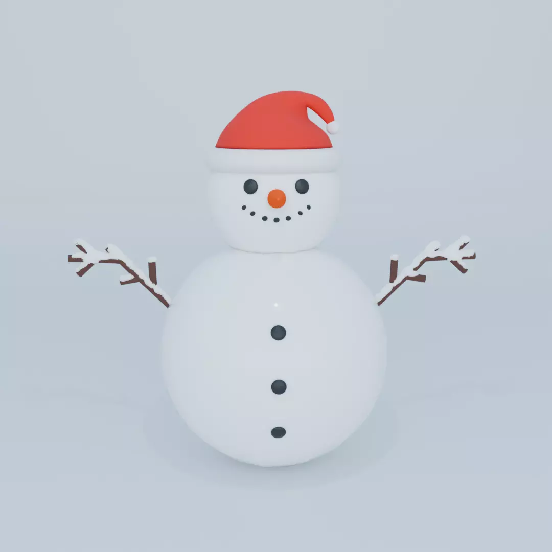 Stylized Snowman Low-poly 3D model_0