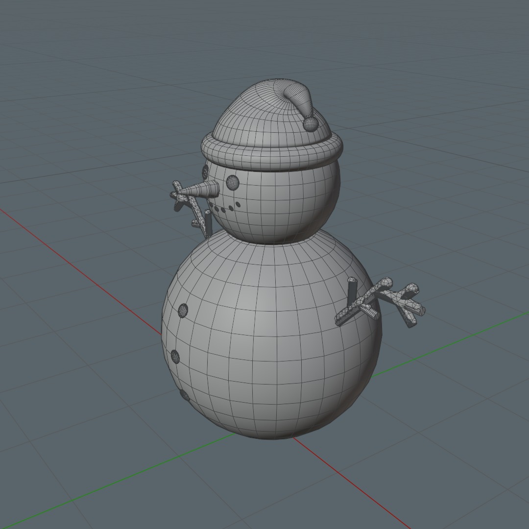 Stylized Snowman Low-poly 3D model_5