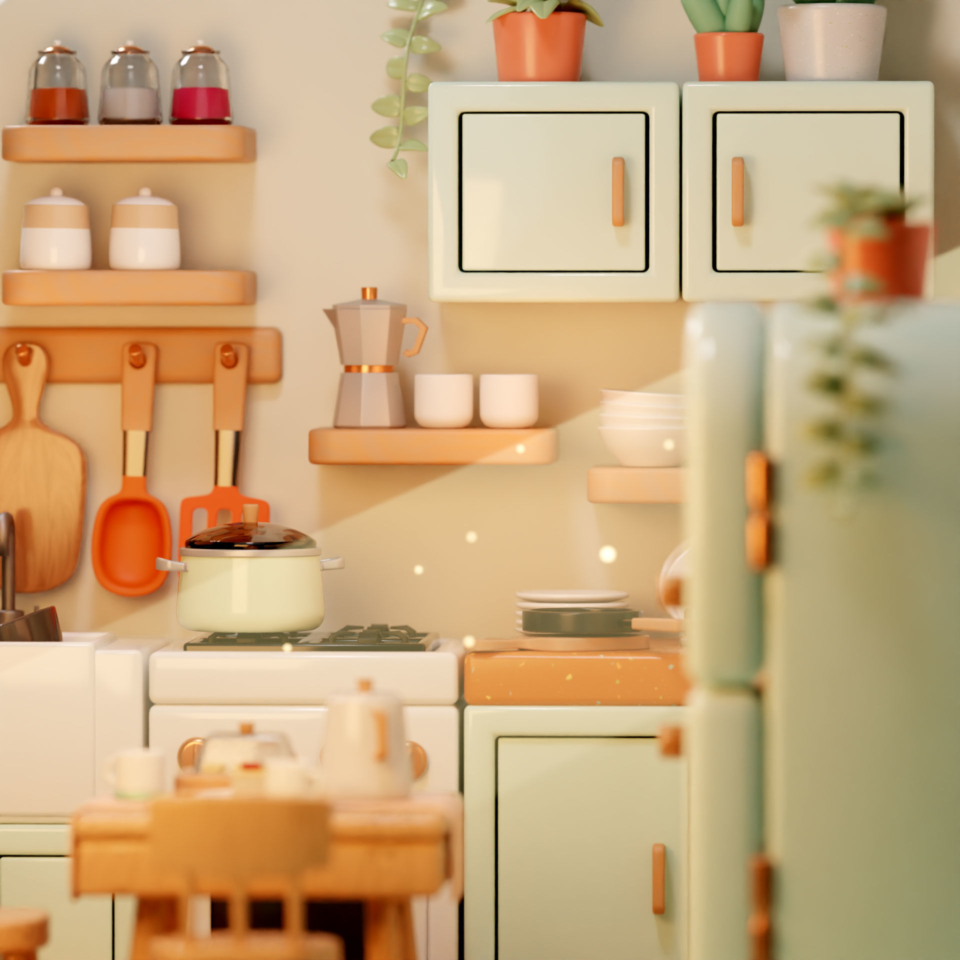 Low Poly Isometric Kitchen 3D model_5