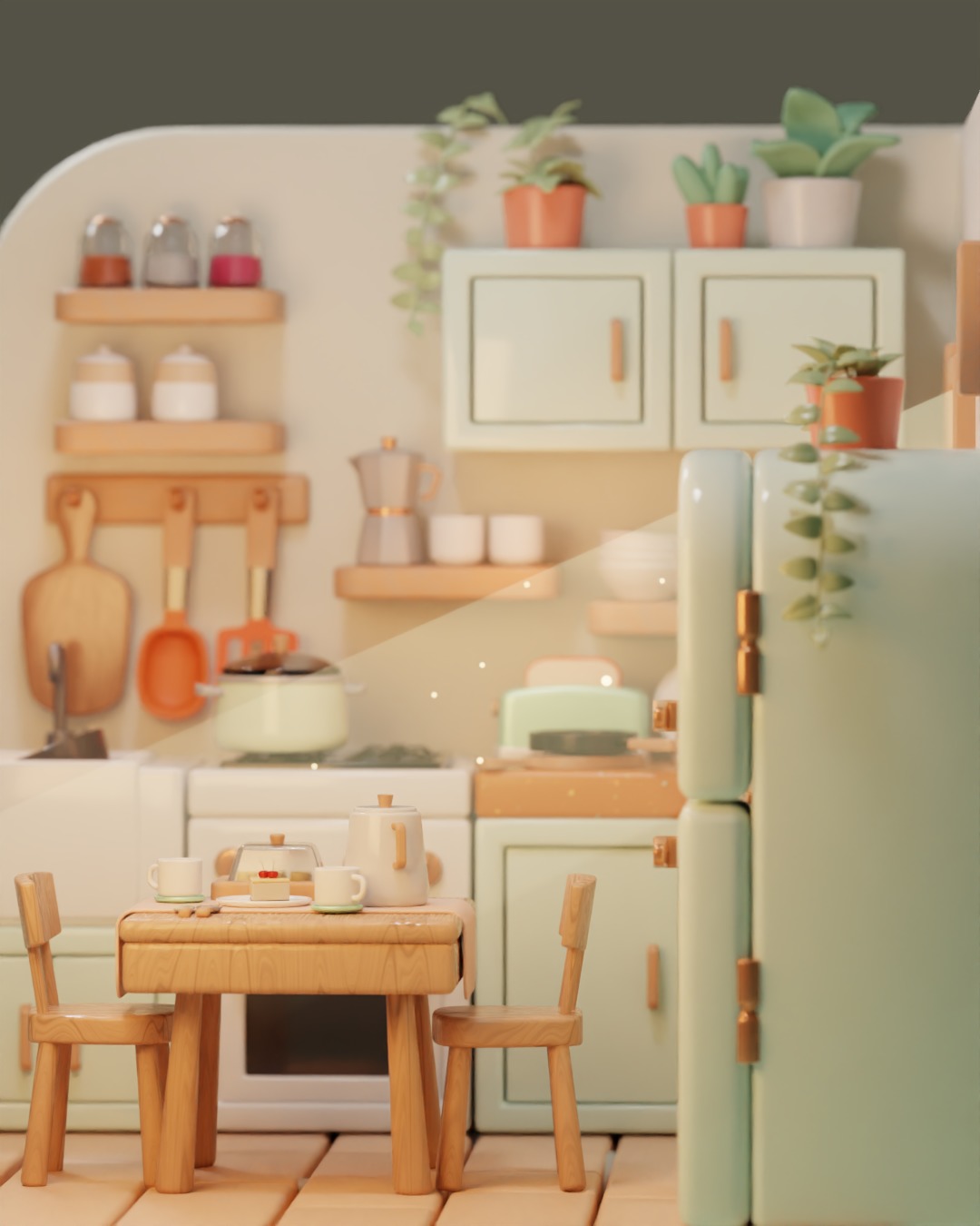 Low Poly Isometric Kitchen 3D model_1