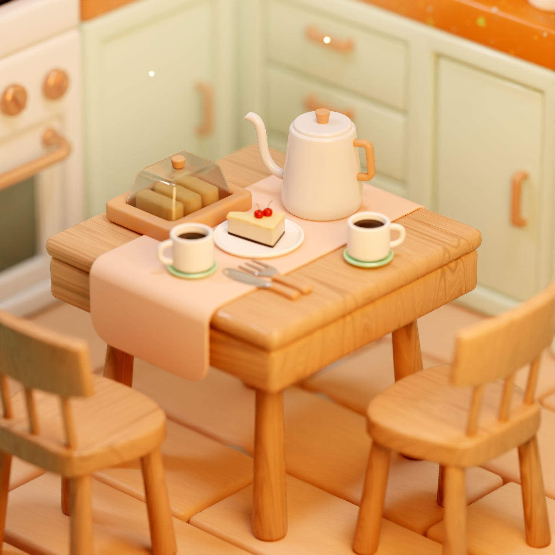 Low Poly Isometric Kitchen 3D model_4