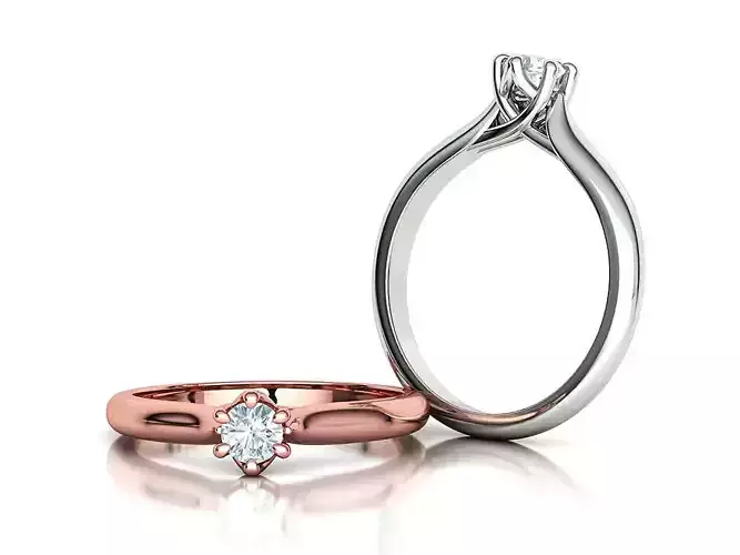 Trellis Solitaire Engagement Ring 4mm Gem Lucky Ring 3D print model
