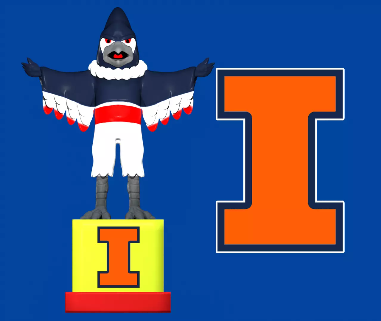 NCAA - Kingfisher mascot statue - UIUC - 3d Print 3D print model_0