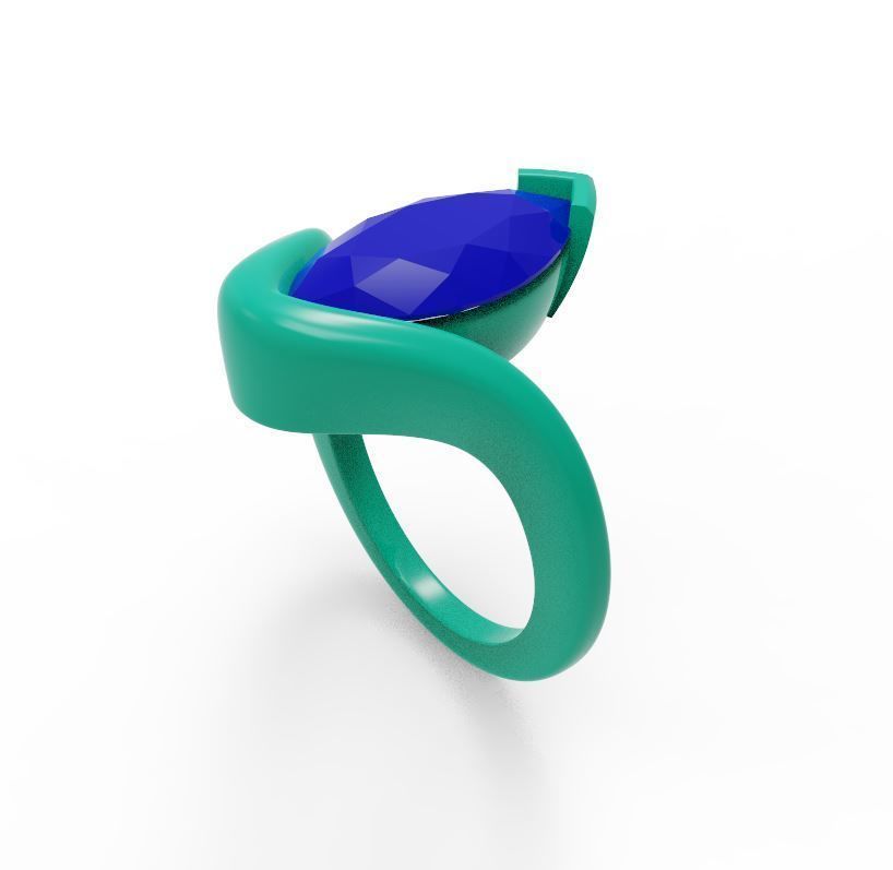 ring with  marquise diamond 3D print model_4