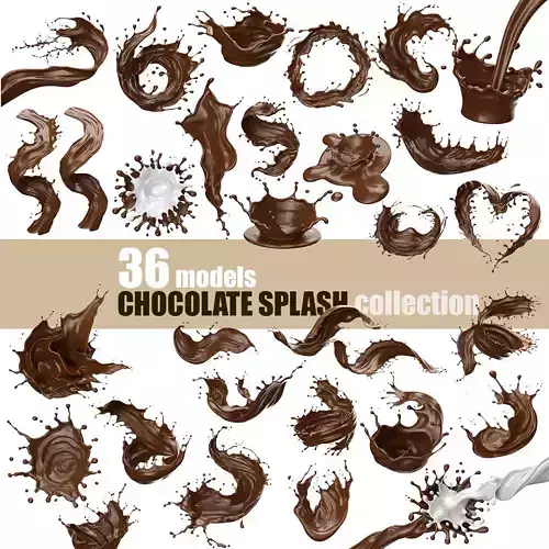 Chocolate splash 36 models Collection 3D model