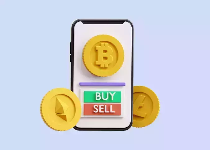 Crypto Market 3D Illustration Low-poly 3D model