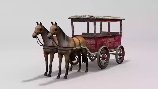 Horse cart Low-poly 3D model