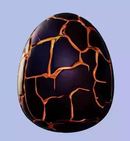AI-generated 3D volcano lava dragon egg
