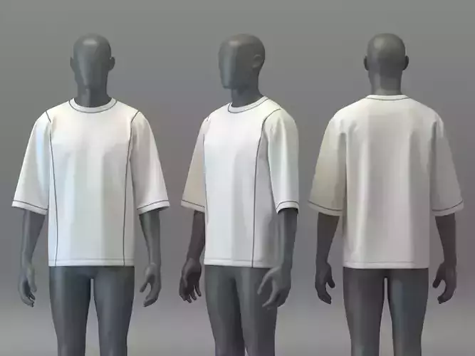 T-shirt with Contrast Topstitching