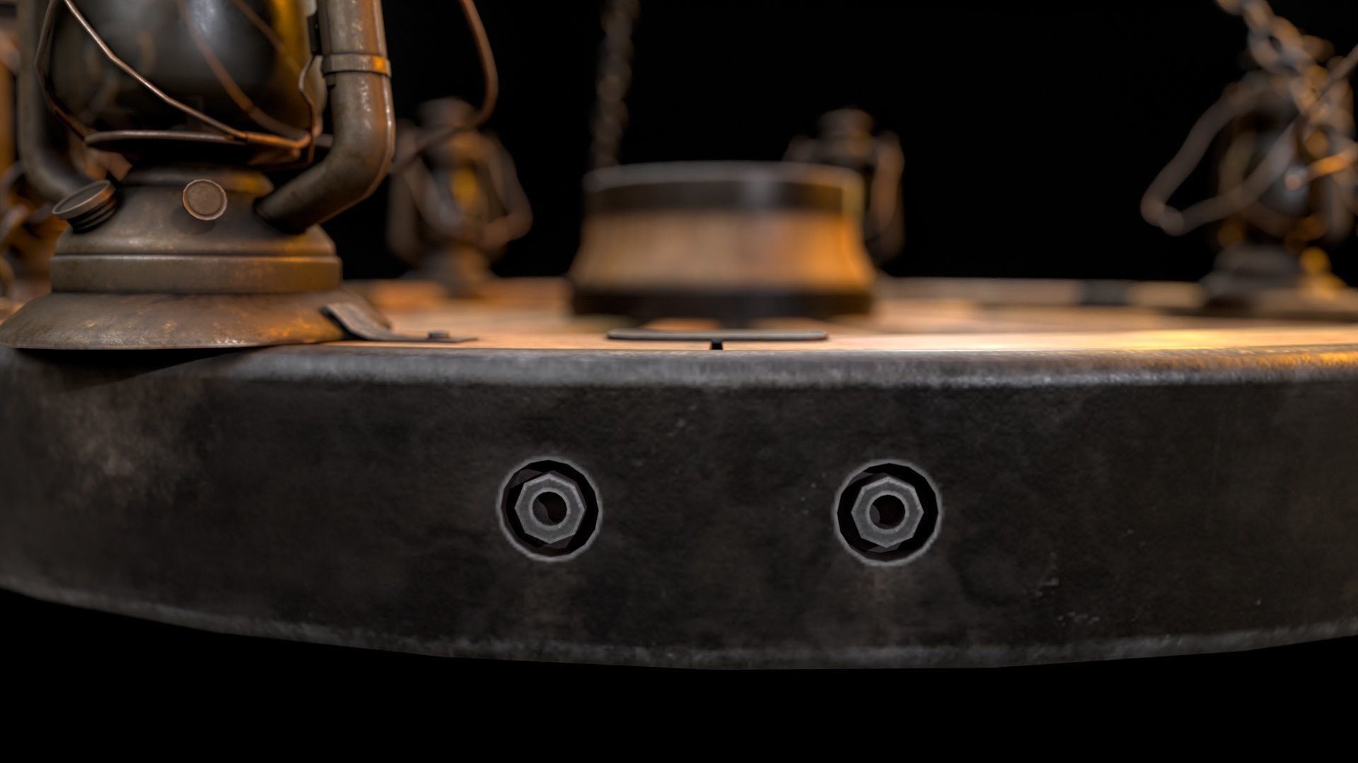 Wagon Wheel Chandelier 02 Low-poly 3D model_10