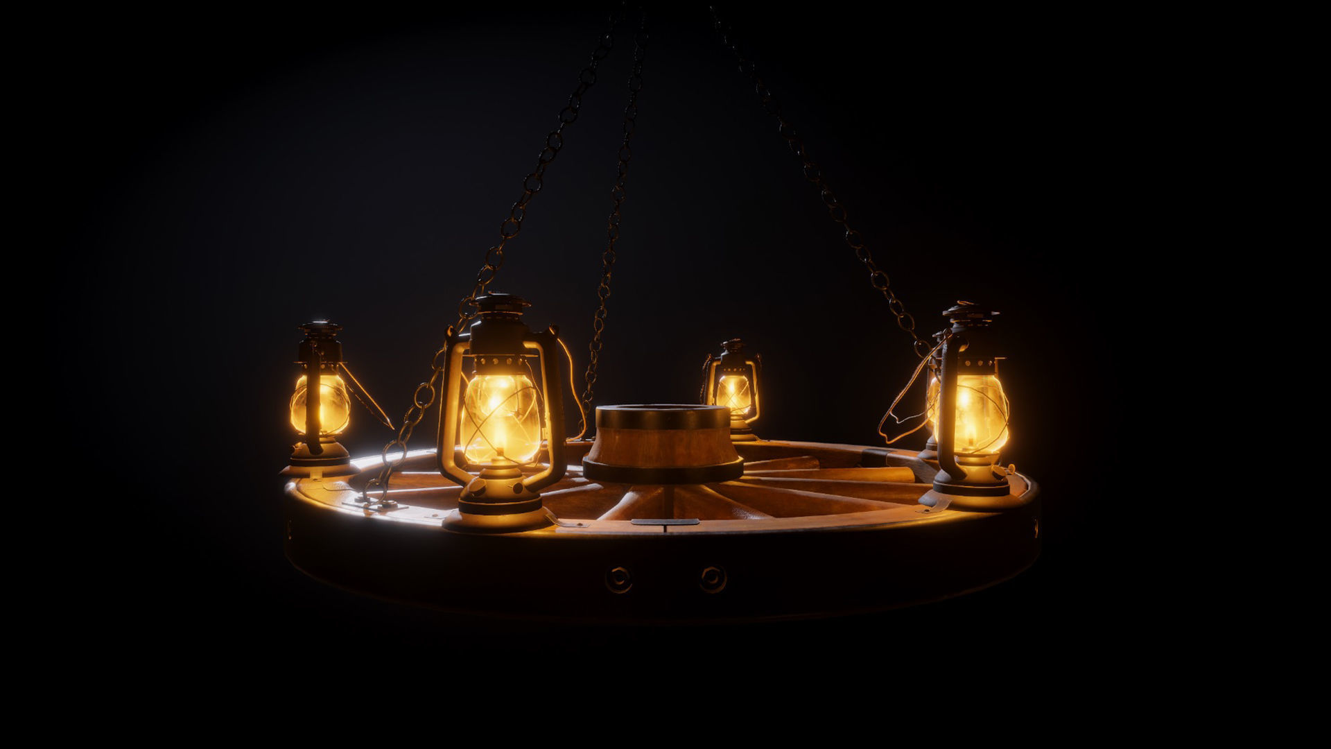 Wagon Wheel Chandelier 02 Low-poly 3D model_5