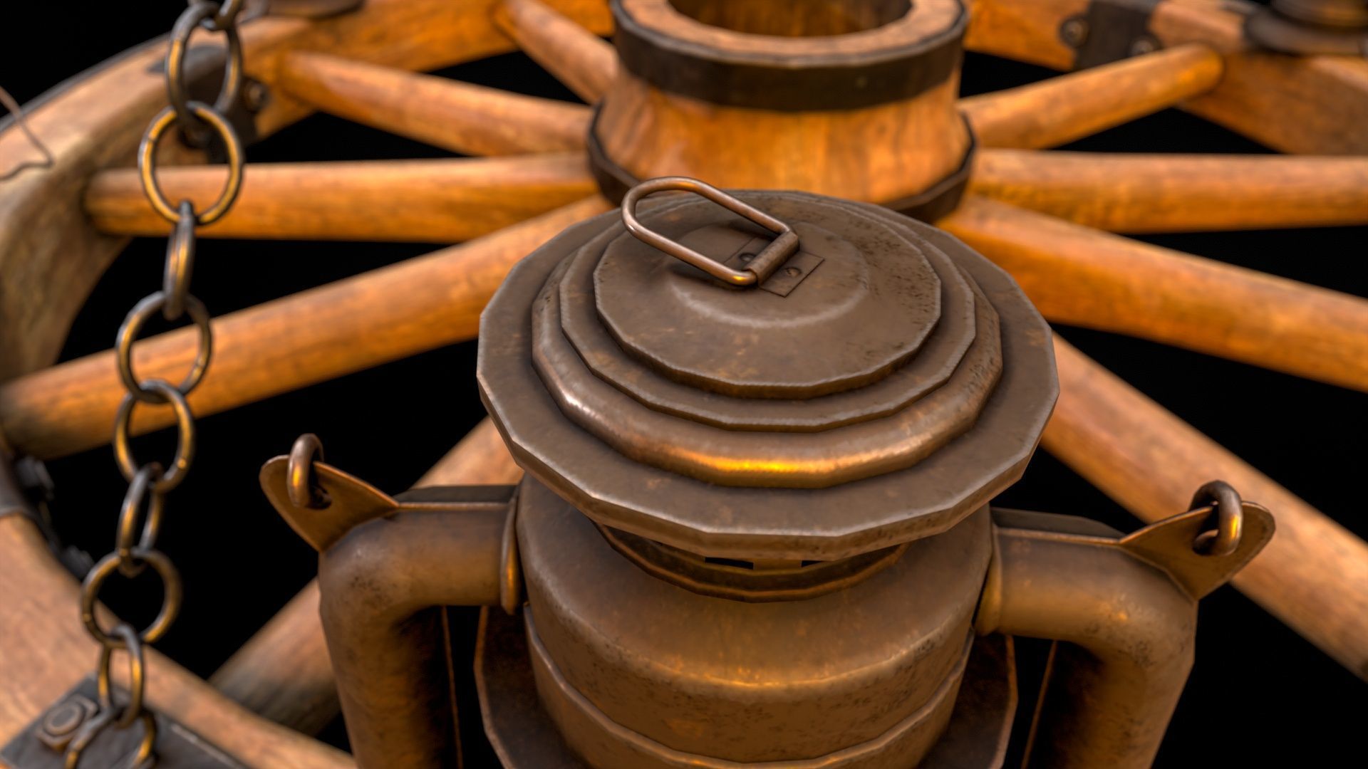 Wagon Wheel Chandelier 02 Low-poly 3D model_14