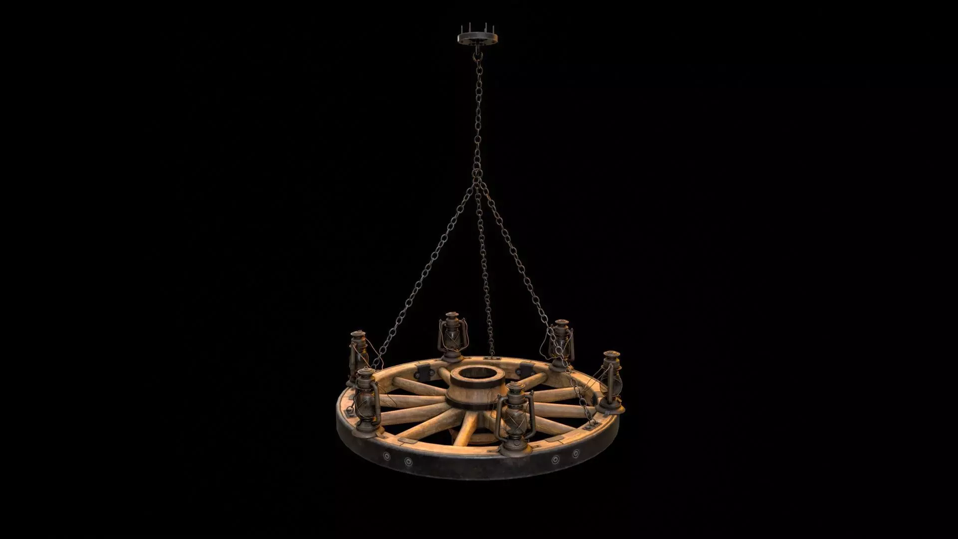 Wagon Wheel Chandelier 02 Low-poly 3D model_0