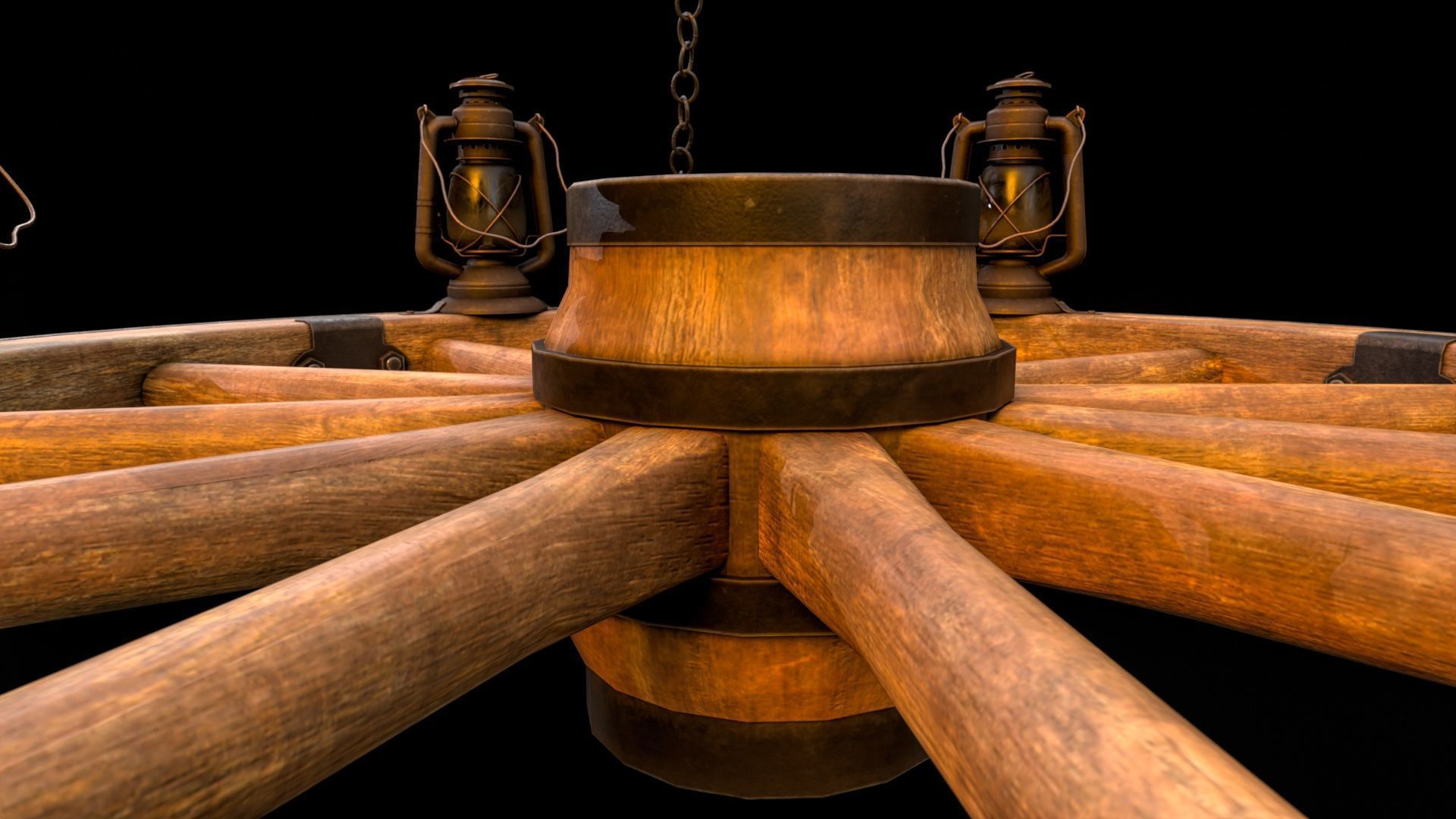 Wagon Wheel Chandelier 02 Low-poly 3D model_12