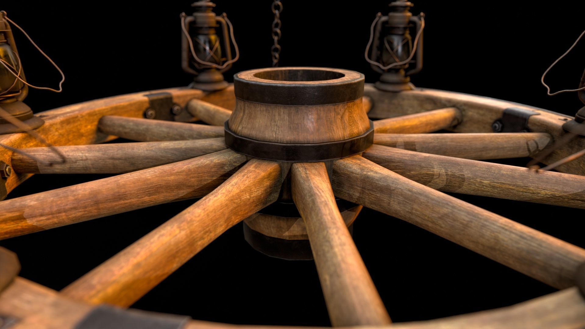 Wagon Wheel Chandelier 02 Low-poly 3D model_11