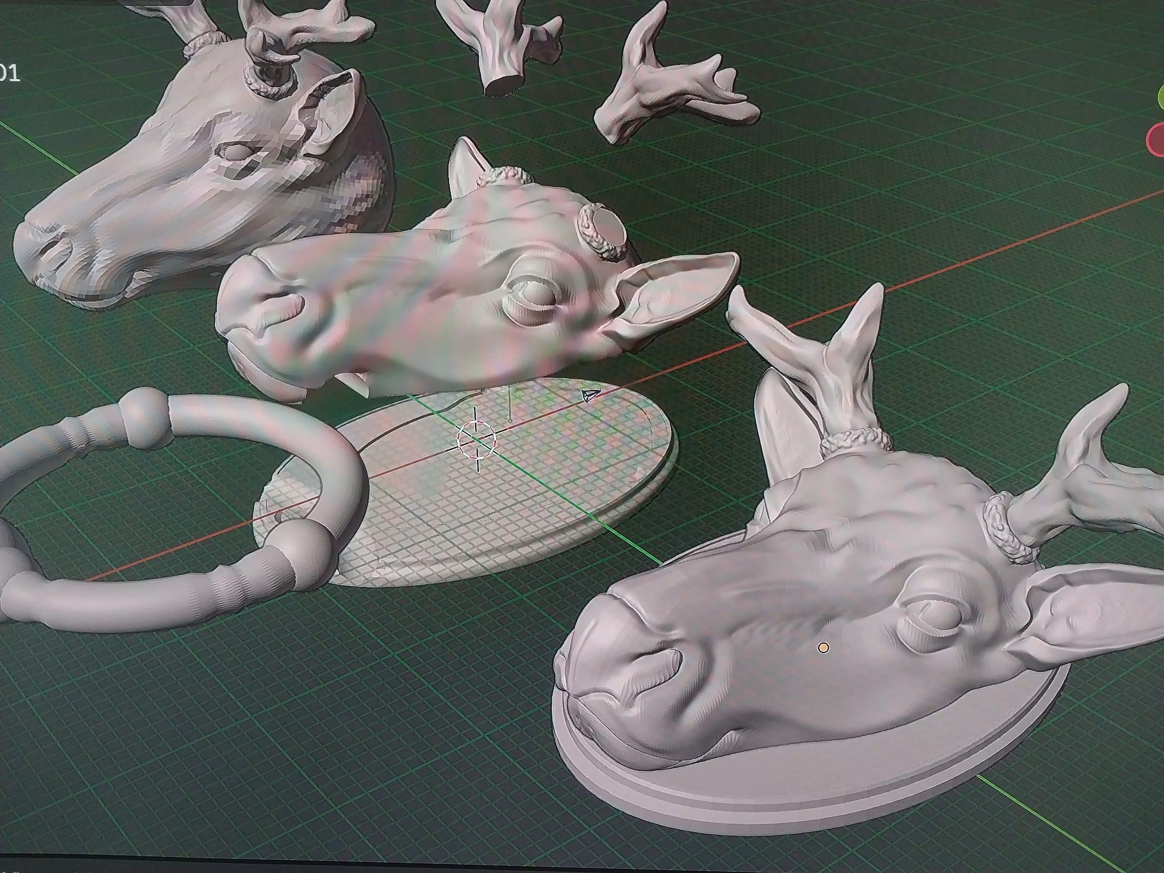 Deer Reindeer heads  knocker 3D print model_0