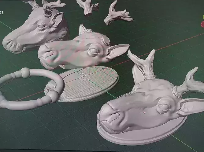Deer Reindeer heads  knocker 3D print model