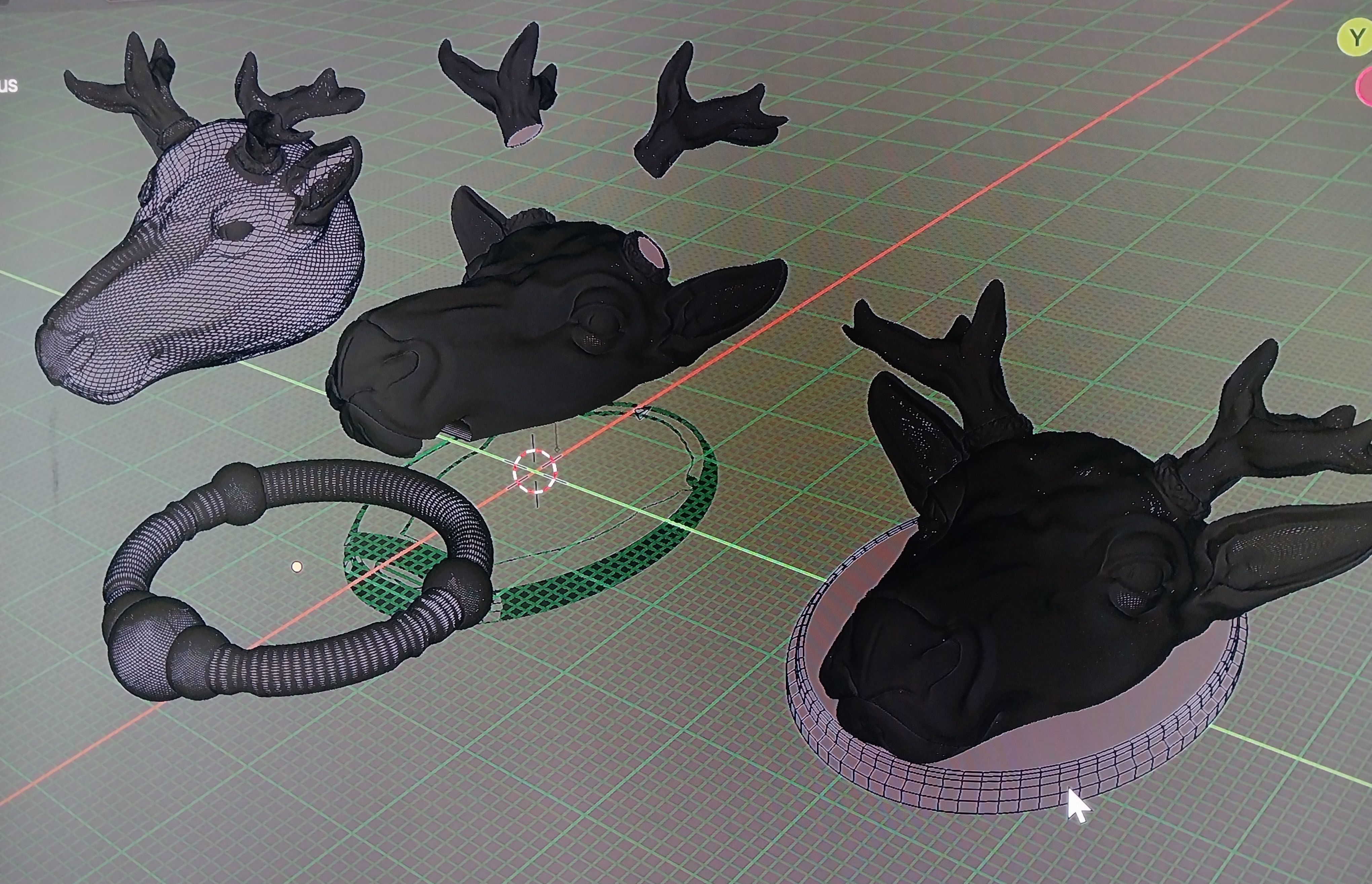 Deer Reindeer heads  knocker 3D print model_3