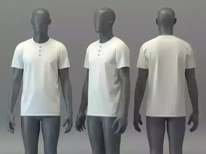 Classic Henley Short Sleeve Tee 3D model