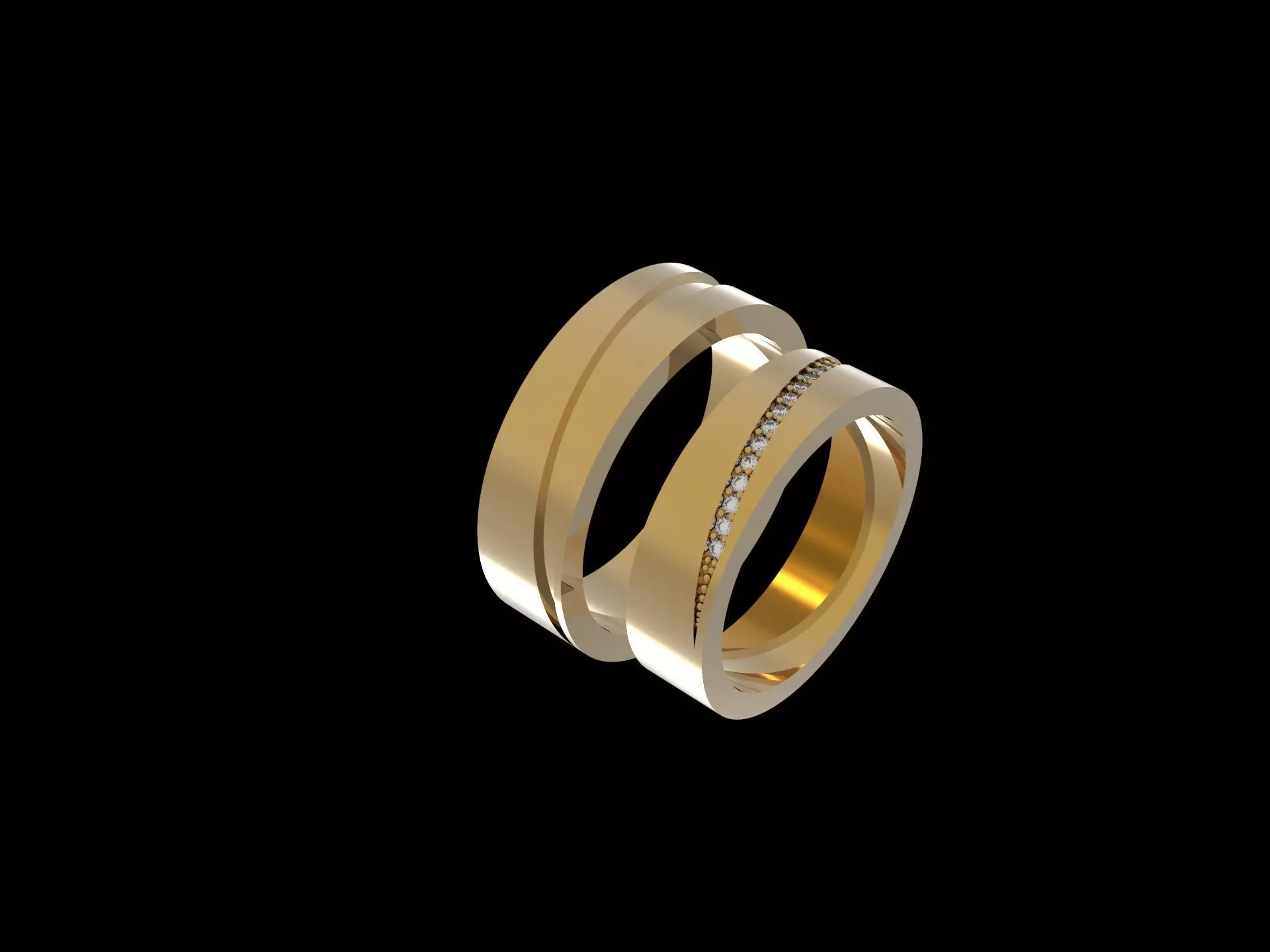 Diagonal paved Wedding Ring 3D print model